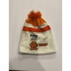 Vintage ZIGGY Comics Orange And cream Beanie Hat ORLON MADE IN USA Rare